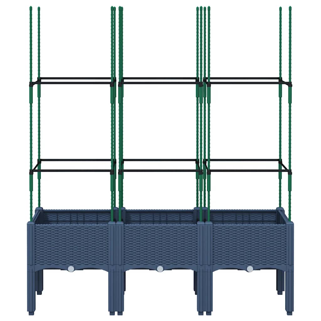Vidaxl plantenbak met latwerk 120x40x142,5 cm polypropeen blauwgrijs