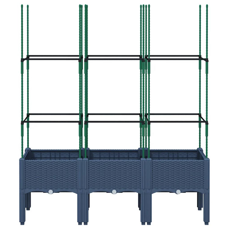 Vidaxl plantenbak met latwerk 120x40x142,5 cm polypropeen blauwgrijs