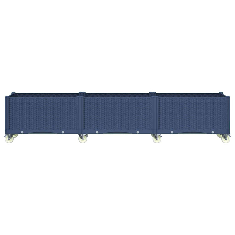 Vidaxl plantenbak met wielen 240x50x54 cm polypropeen blauwgrijs