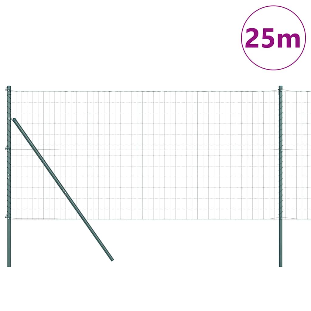 Vidaxl hek met paal groen 0,4 x 25 m staal en pvc