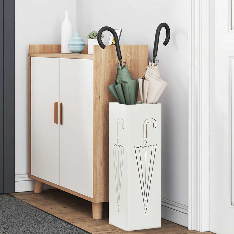 Vidaxl regen paraplu standaard wit 15,5 x 15,5 x 49 cm staal