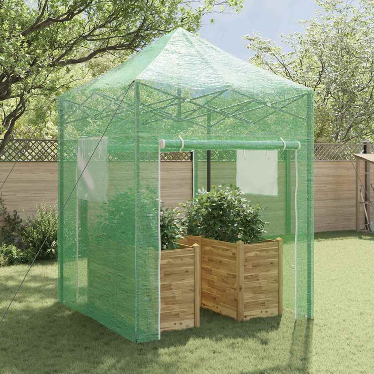 Vidaxl kas met pop-up frame met dak groen 200 x 200 x 300 cm ijzer