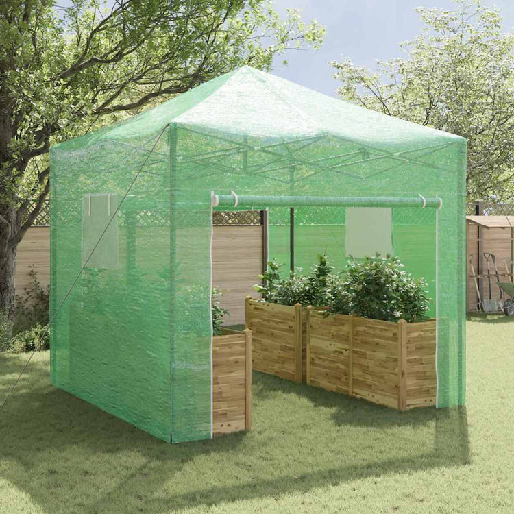 Vidaxl kas met pop-up frame met dak groen 290 x 290 x 315 cm ijzer