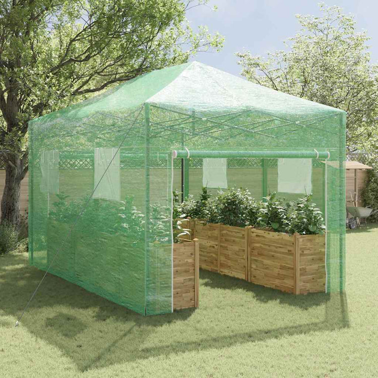 Vidaxl kas met pop-up frame met dak groen 290 x 430 x 315 cm ijzer