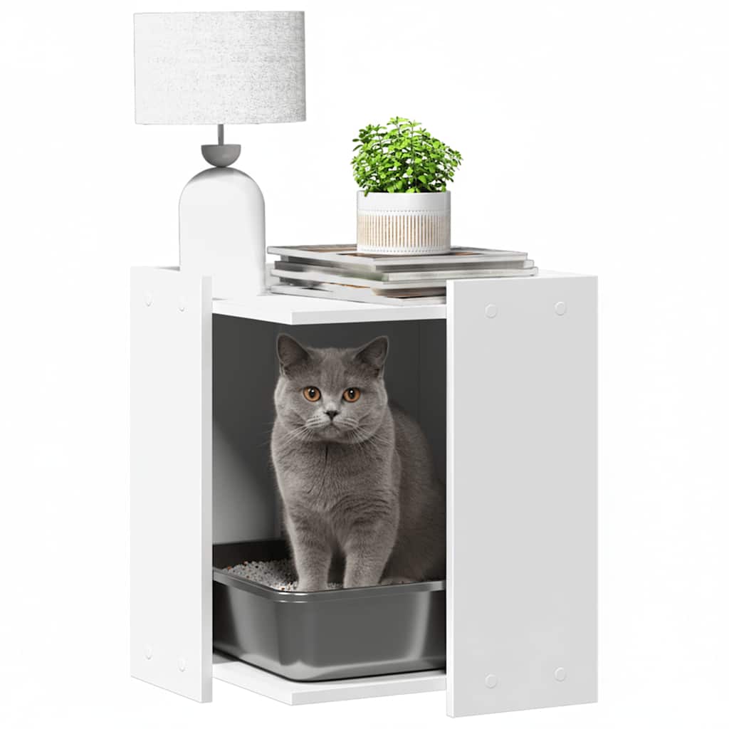 Vidaxl kattenbakkast 42x42x51 cm bewerkt hout wit