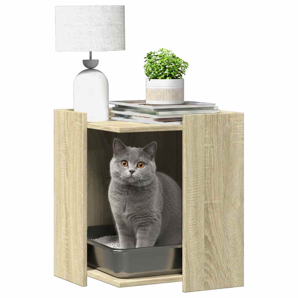 Vidaxl kattenbakkast 42x42x51 cm bewerkt hout sonoma eikenkleurig