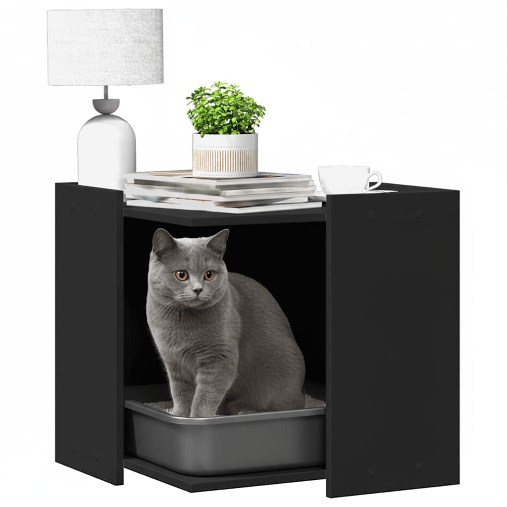 Vidaxl kattenbakkast 53x53x51 cm bewerkt hout zwart