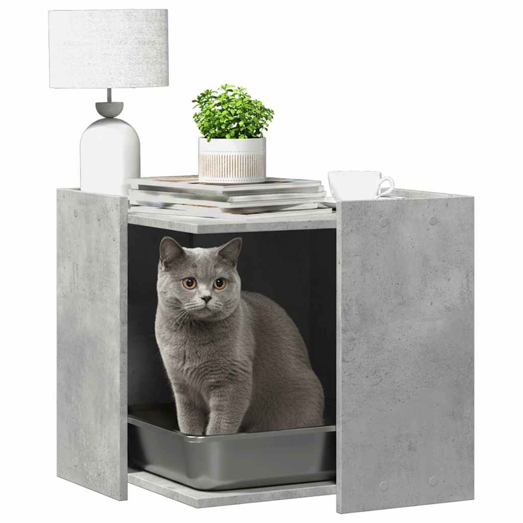 Vidaxl kattenbakkast 53x53x51 cm bewerkt hout betongrijs