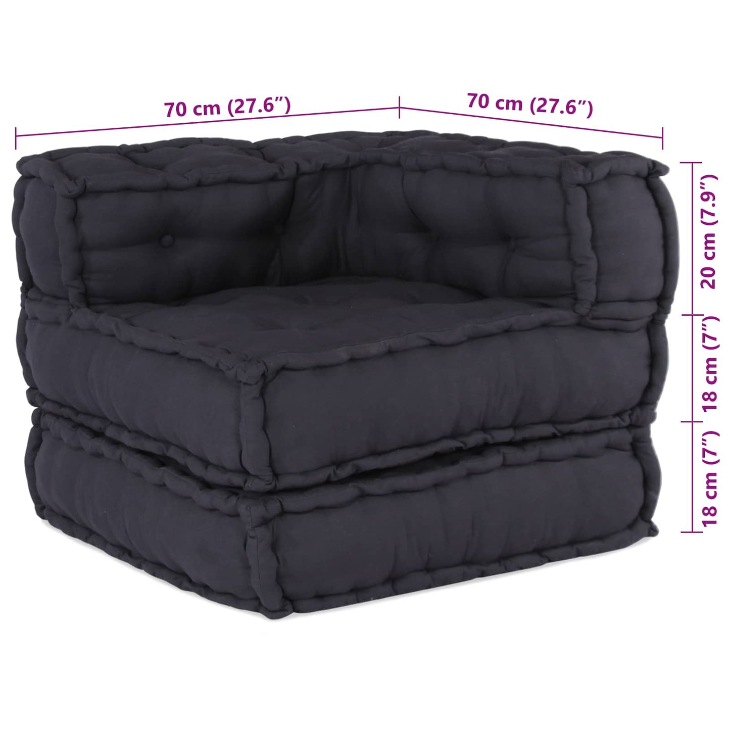 Vidaxl modulair bank 2 pcs antraciet 140 x 70 x 56 cm stof