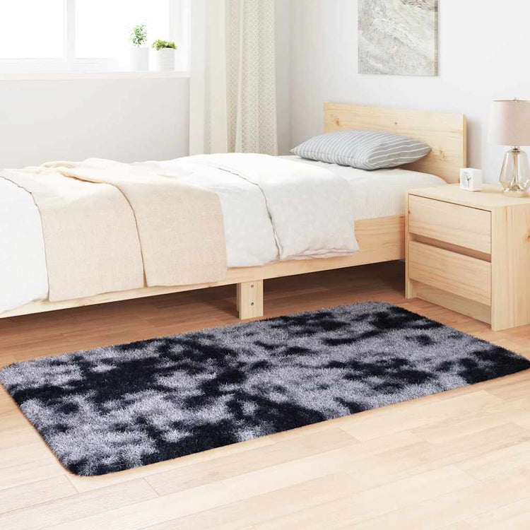 Vidaxl hoogpolig vloerkleed navarra 80x150 cm polyester donkergrijs