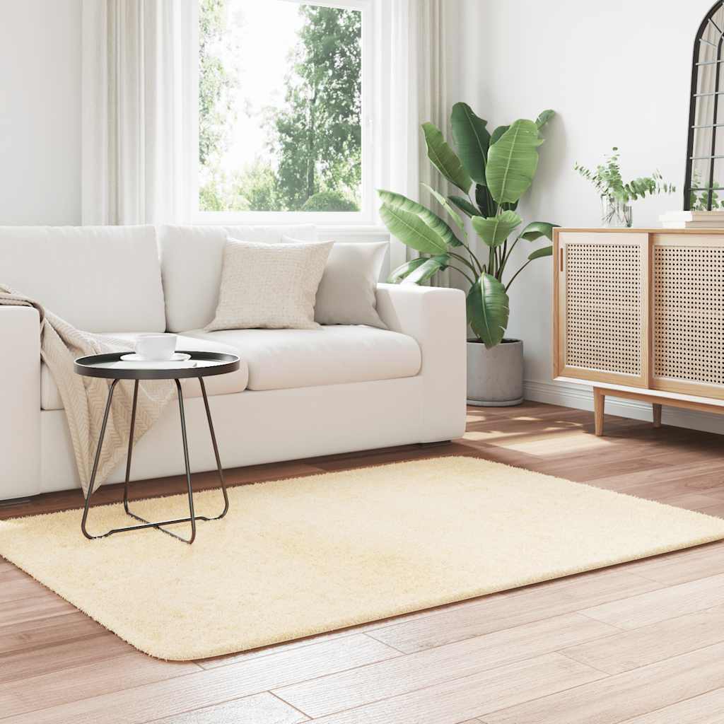 Vidaxl hoogpolig vloerkleed navarra 120x170 cm polyester crèmekleurig