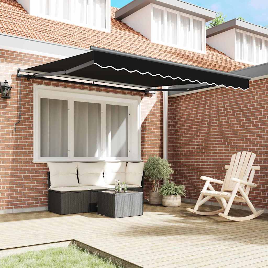 Vidaxl inklapbaar zonnescherm zwart 300 x 250 cm polyester en staal