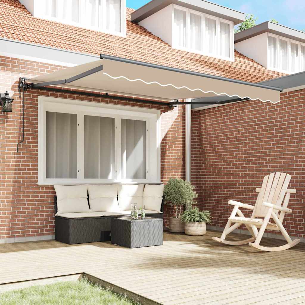 Vidaxl inklapbaar zonnescherm beige 350 x 250 cm polyester en metaal