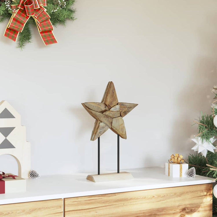 Vidaxl kerstster led's bruin 31 x 15 x 46 cm massief teakhout