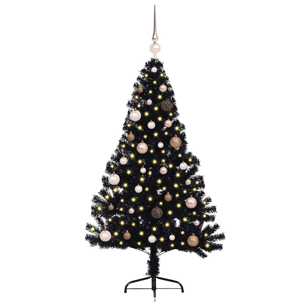 Vidaxl kunstmatig voorverlicht kerstboom met 150 led zwart 150 cm pvc