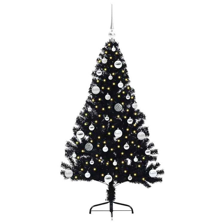 Vidaxl kunstmatig voorverlicht kerstboom met 150 led zwart 150 cm pvc