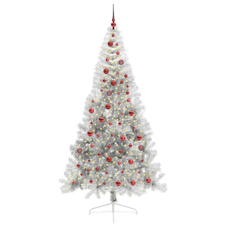 Vidaxl kunstmatig voorverlicht kerstboom met 300 led zilver 210 cm pet