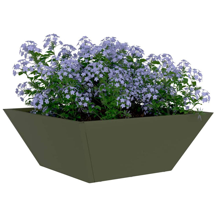 Vidaxl plantenbak olijfgroen 40 x 40 x 15 cm koudgewalst staal