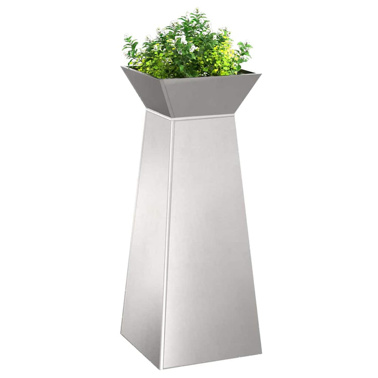 Vidaxl pilaar plantenbak 2 st zilver 40 x 40 x 100 cm roestvrij staal