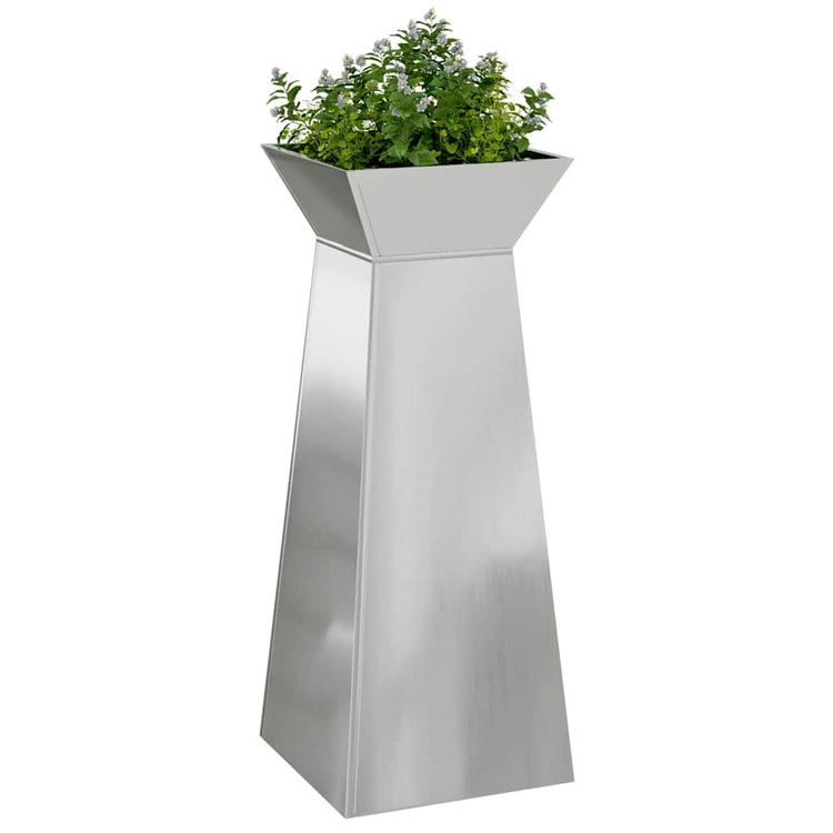 Vidaxl pilaar plantenbak 2 st zilver 40 x 40 x 100 cm