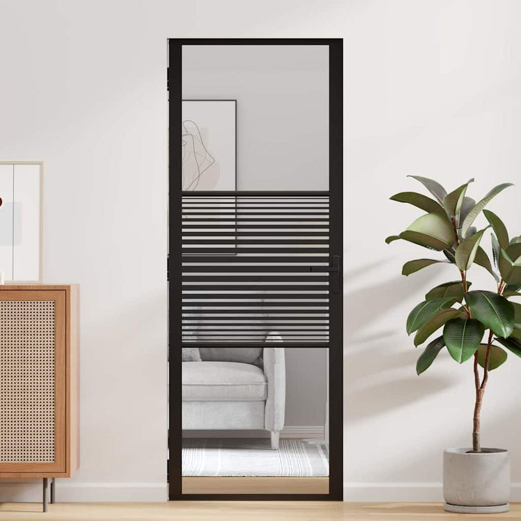 Vidaxl glazen deur 76 x 3,5 x 201,5 cm aluminium zwart