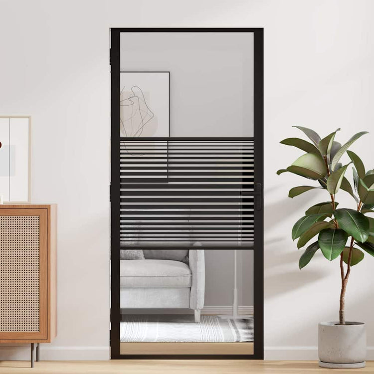Vidaxl glazen deur 93 x 3,5 x 201,5 cm aluminium zwart