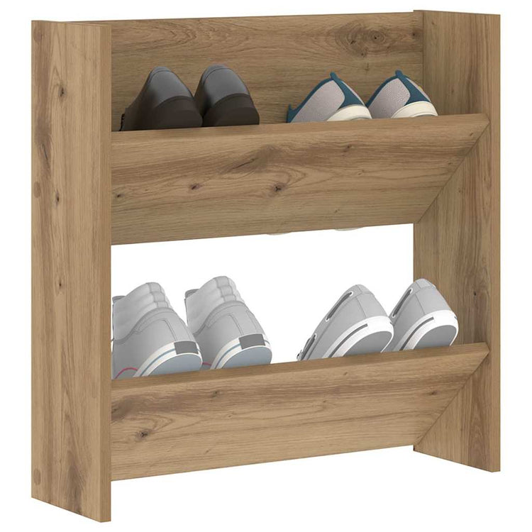 Vidaxl schoenenkast 60 x 18 x 60 cm bewerkt hout artisanaal eiken