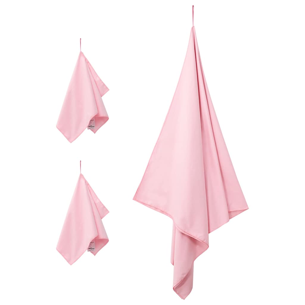 Vidaxl set van sporthanddoeken 3 pcs roze polyester en polyamide
