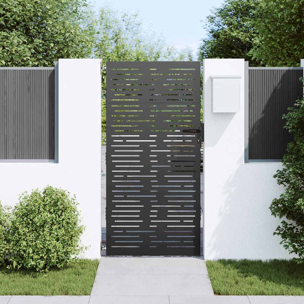 Vidaxl tuinpoort met slot zwart 85 x 200 cm poedergecoat staal