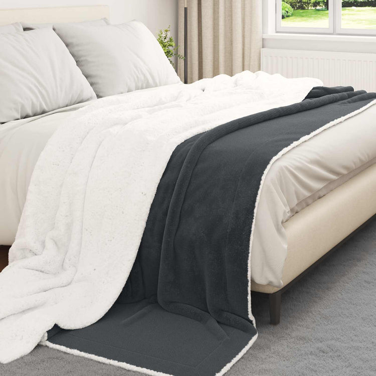 Vidaxl plaid donkergrijs 240 x 270 cm 3.17 kg fleece