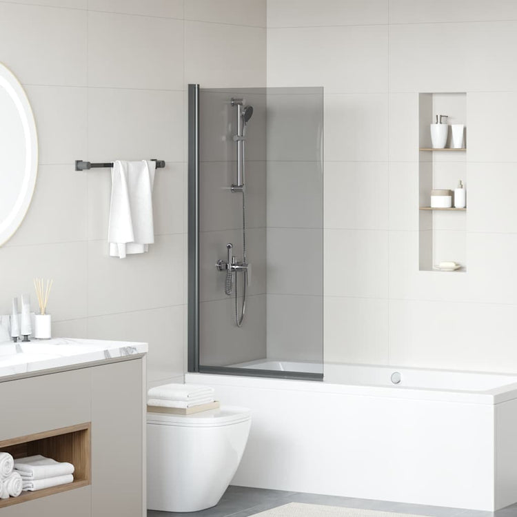 Vidaxl bad douchescreen zwart 68 x 130 cm gehard glas