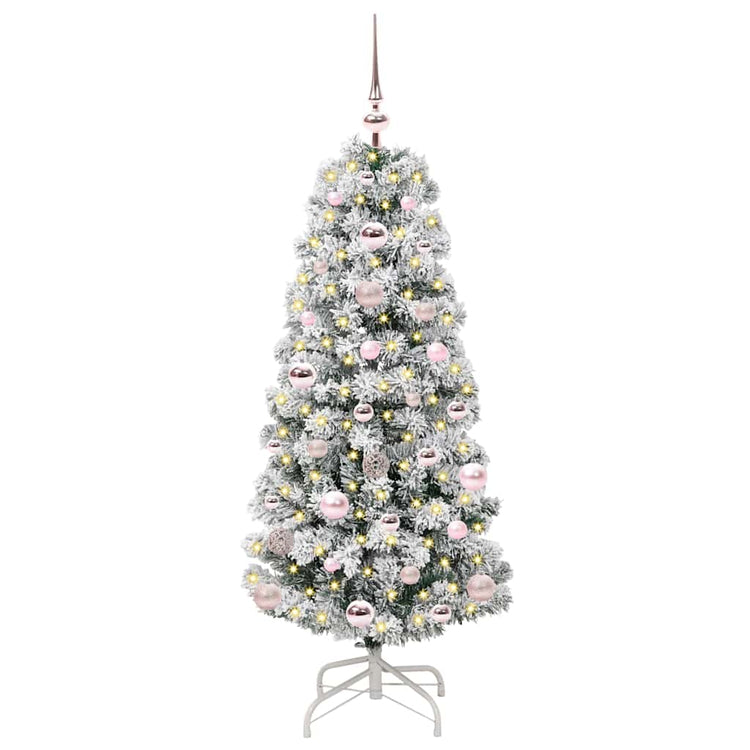 Vidaxl kunstmatige inklapbare kerstboom 150 led's groen en wit 120 cm