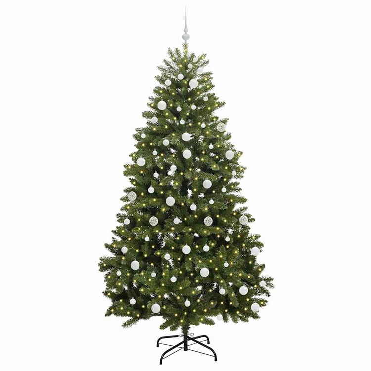 Vidaxl kunstkerstboom 210 cm 300 led's warmwit pvc en staal groen