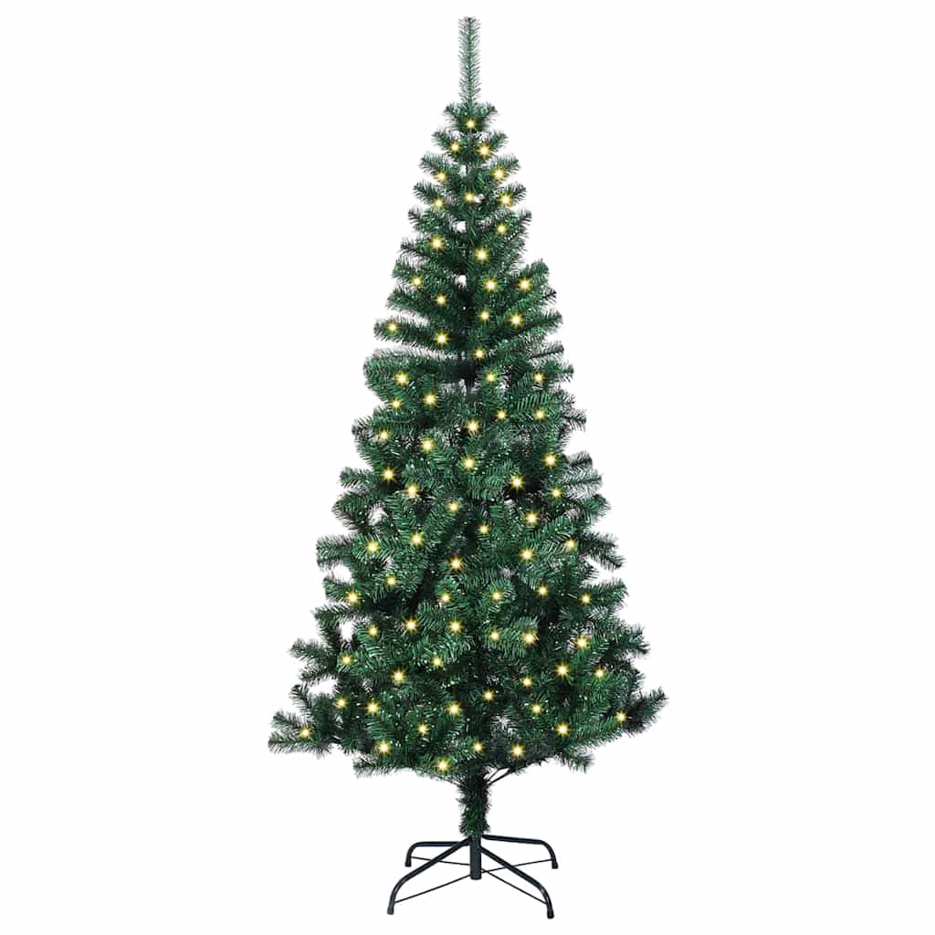 Vidaxl kunstmatig voorverlicht kerstboom groen 120 cm pvc en metaal