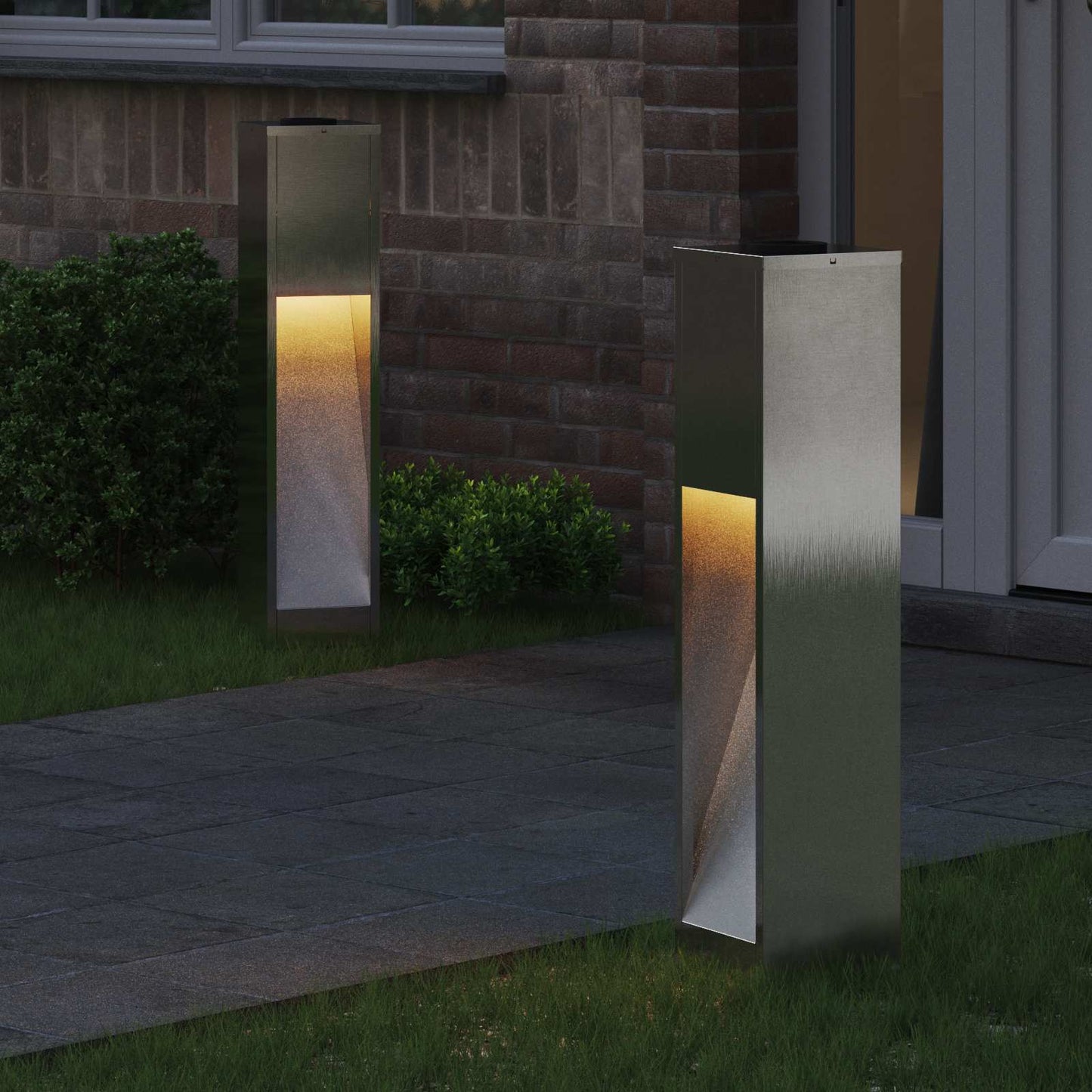 Vidaxl zonne led padverlichting 2 pcs zilver roestvrij staal