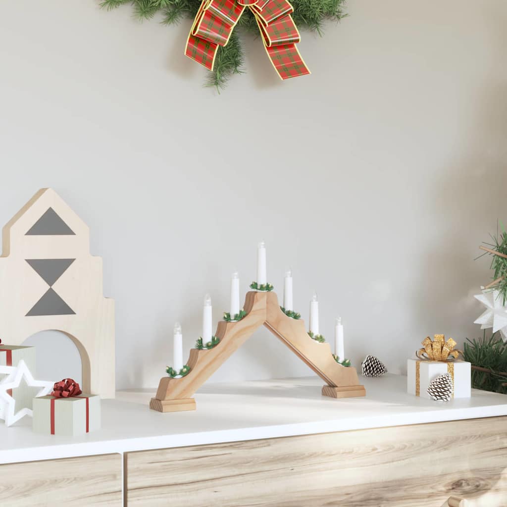 Vidaxl kerst kaars brug bruin 39.5 x 5 x 29 cm massief grenenhout