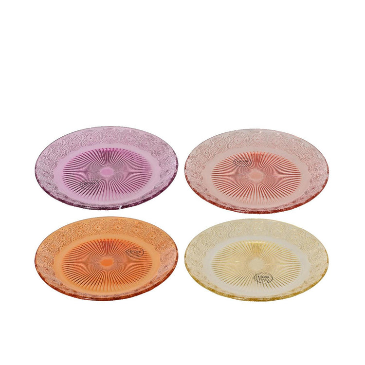 Decoris dinerbord glas ø25xh1,8cm 4 assorti