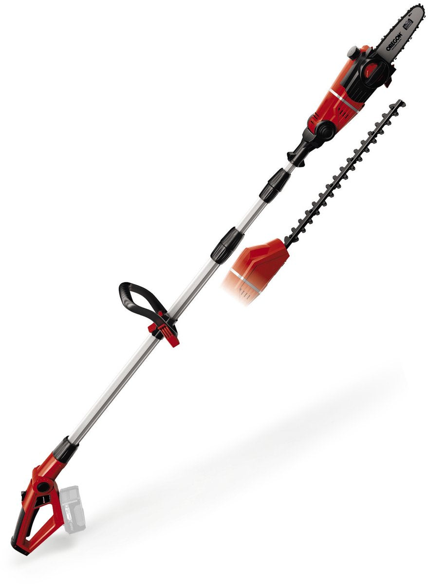 Einhell accu tuin-multitool ge-hc 18 li t kit - power x-change - 18 v 3.0 ah li-ion - zwaardlengte kettingzaag: 200 mm - bladlengte heggenschaar: 450 mm - tandafstand: 16 mm - excl. accu en lader