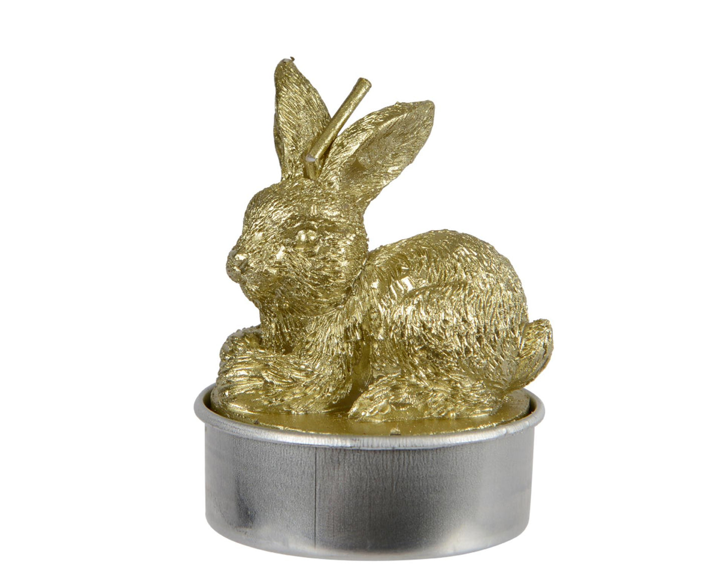 Decoris theelicht konijn set a 4 paraffine ø3.8cm x h.6cm goud