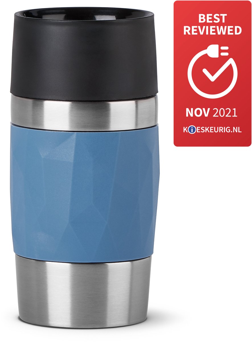 Tefal travel mug compact - thermosfles - 0.3l - blauw - lekvrij - geschikt voor warme en koude dranken