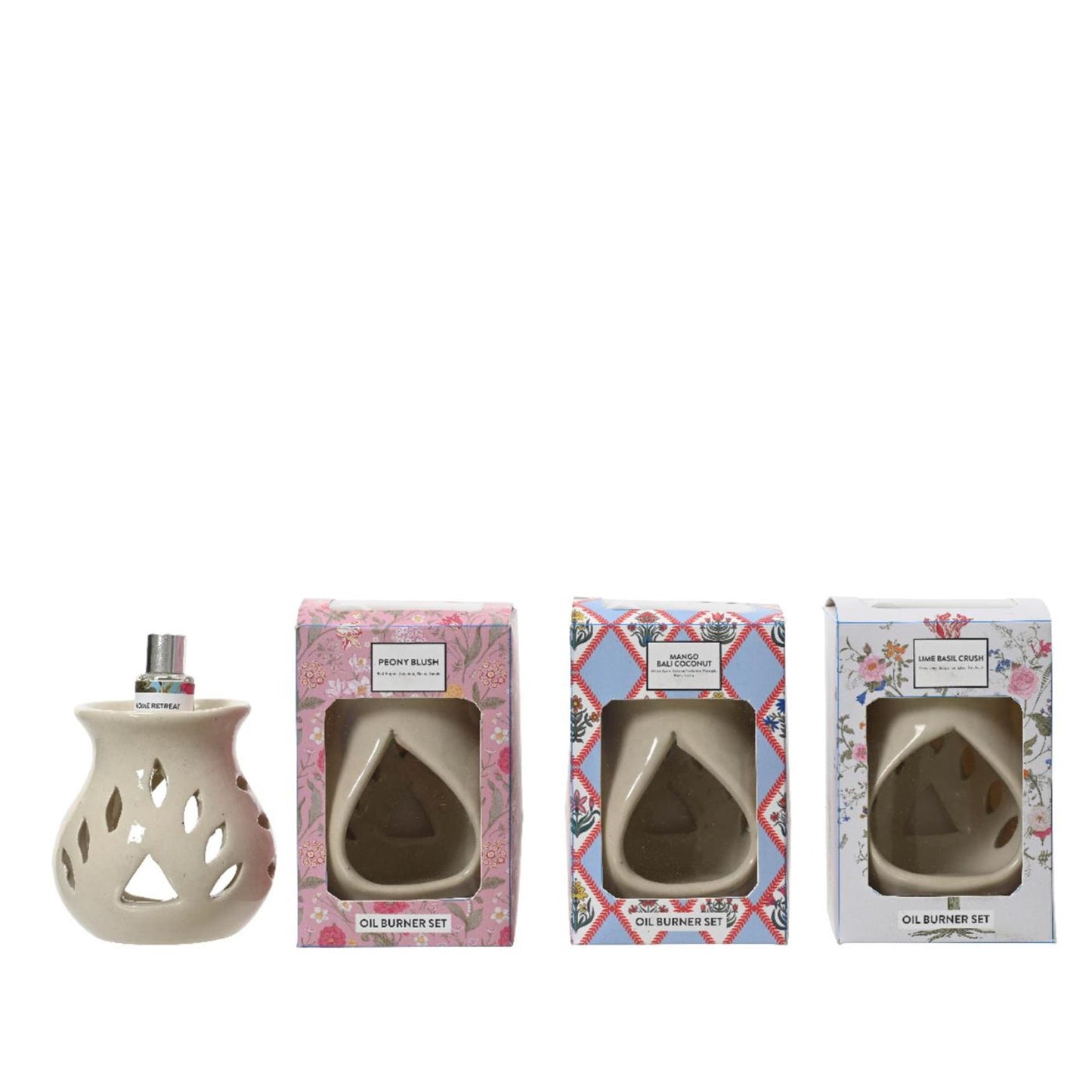 Decoris oliebrander keramiek met geurolie in cadeauverpakking 8.8cm x w.7.5cm x h.13cm
