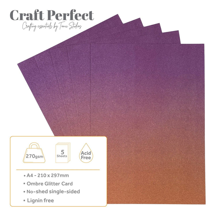 Craft perfect by tonic studios craft perfect • glitter card a4 250g ombre arabian nights 5pcs