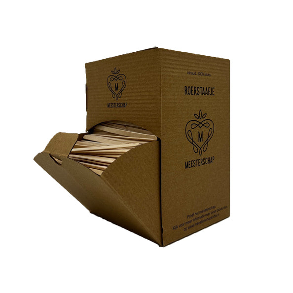 Meesterschap roerstaafjes fsc hout dispenser (2000 stuks)