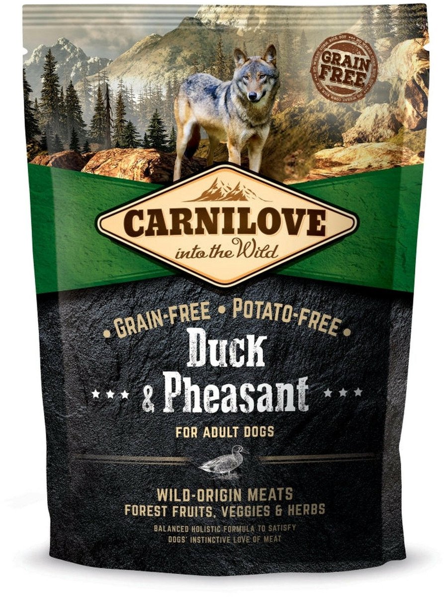 Carnilove hondenvoer - eend en fazant - graanvrij, 1.5kg, hoog vleesgehalte