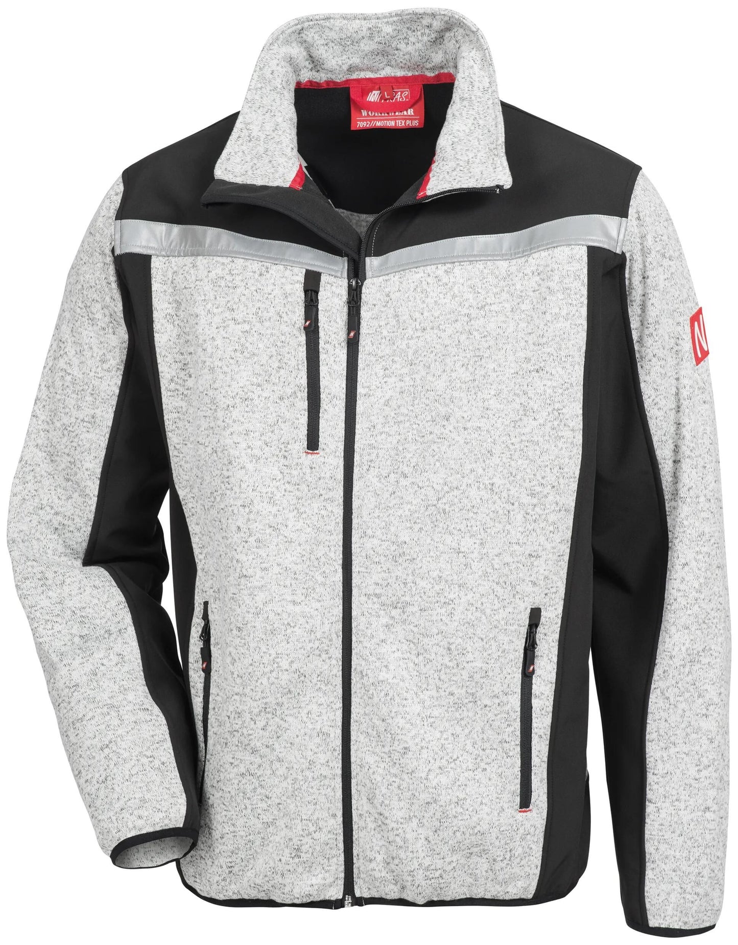 Nitras safety softshell jack motion tex plus 7192 knitted softshell jacket. motion tex plus gray