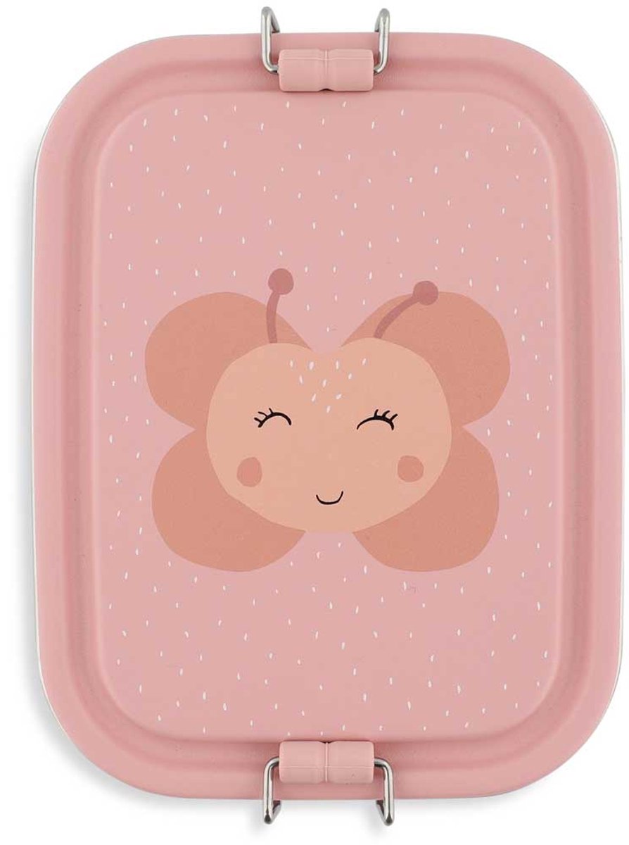 Trixie | brooddoos klein - mrs. butterfly - rsv lunchbox voor kinderen - makkelijk te openen broodtrommel – roze - vlinder