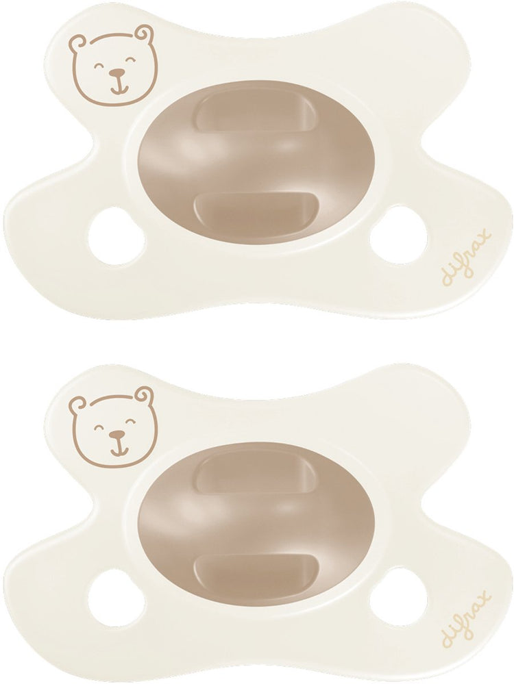 Difrax fopspeen natural - newborn - beertje - bruin - 2 stuks