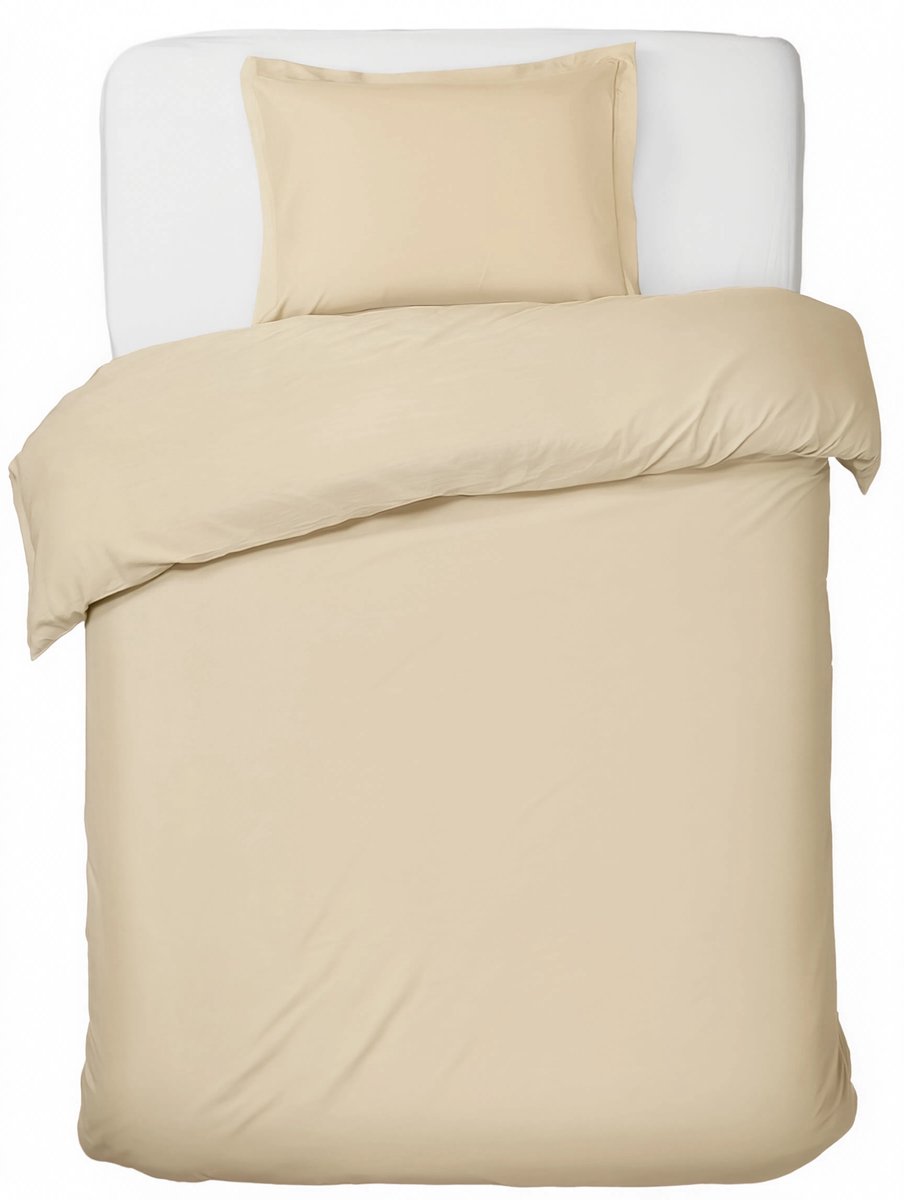 Hush. living hush living - dekbedovertrek - 100% katoen - 144tc - soepel en ademend - 140x220+20cm - 60x70cm kussensloop - met bevestigingslusjes - zand