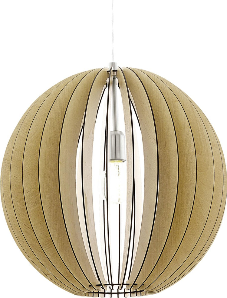 Eglo cossano - hanglamp - 1 lichts - ø500mm. - nikkel-mat - ahorn