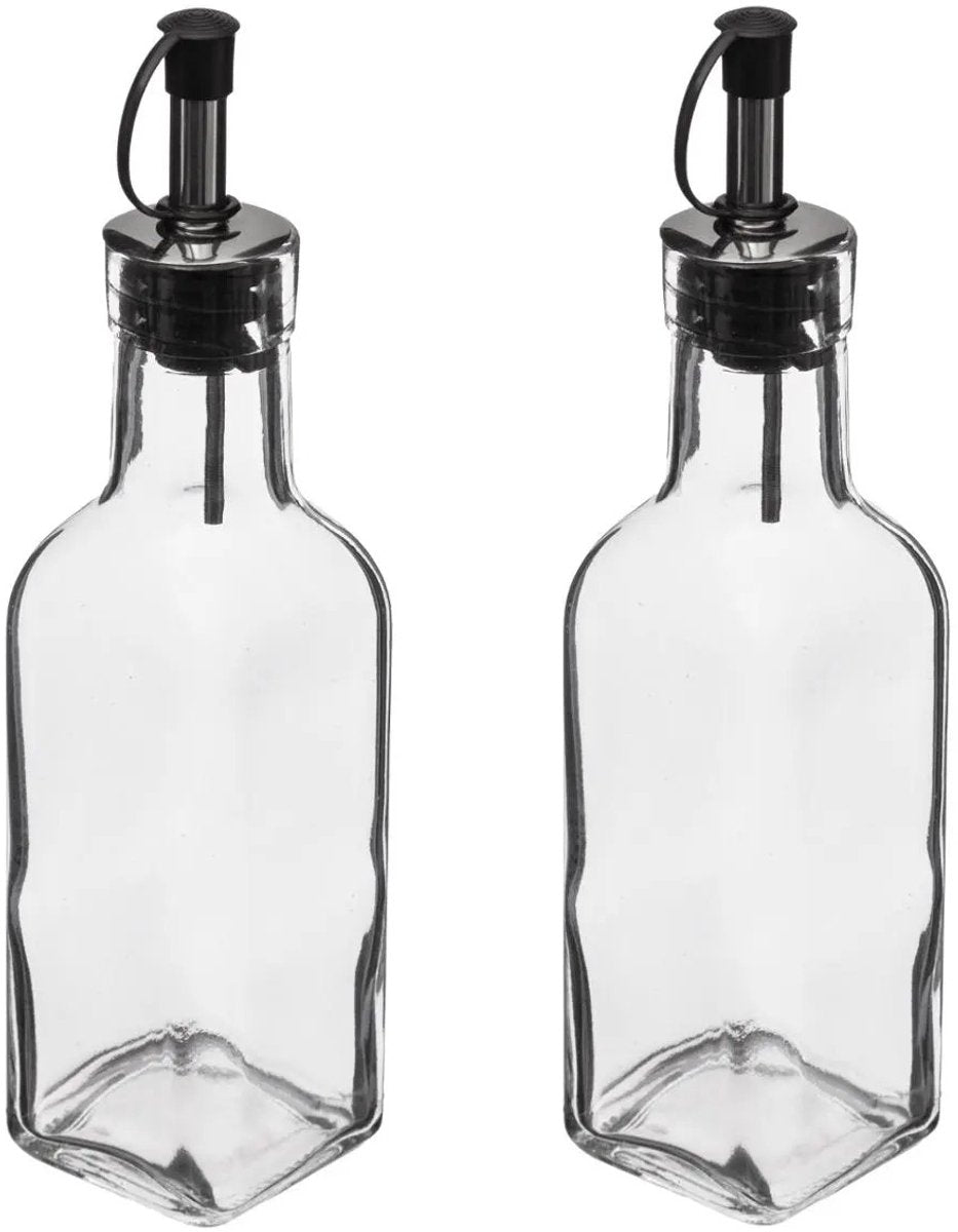 5five azijn olie flessen voor op tafel - 2x stuks - glas - 160 ml per fles - olijfolie en tafelazijn
